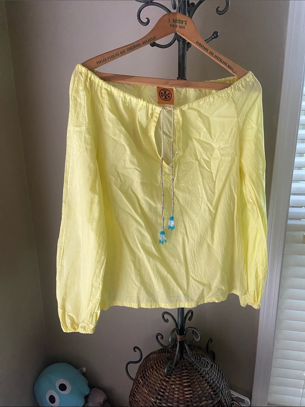 Tory Burch Women Tunic Cotton Solid Yellow Long Sleeve Boho Size 4